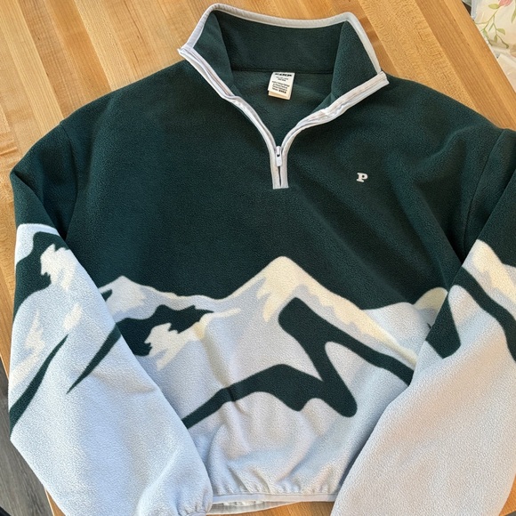 PINK Victoria's Secret Sweaters - PINK Victoria's Secret Green Fleece Pullover